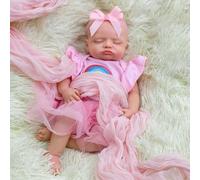 Fille en silicone ultra-soft de 45 cm - Poupée bébé fille en silicone tout corps, poupée nouveau-né réaliste, bébé dormant aux yeux fermés et avec poids réaliste, cadeau pour enfants de 3 ans et plus