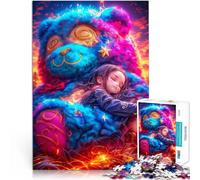 Fille endormie avec Un Ours en Peluche géant Puzzle Adulte 1000 pièces Jeu intellectuel De Superbes Cadeaux et Jouets 38x26cm