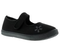 Fille Enfant École Baskets Tennis MARY JANE 2 Tactile Fermeture Noir UK Taille