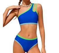 Fille Ensemble Bikini Enfants Été Deux Pièces Unicolore Maillots Bain Surf Bustier et Slip Tankini Bikini pour Filles 7-16 Ans