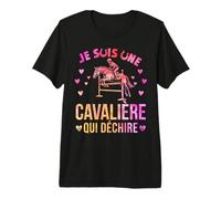 Fille Equitation Cheval Je suis Une Cavalière Qui Déchire T-Shirt Haut de Gamme