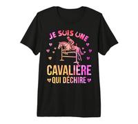 Fille Equitation Cheval Je suis Une Cavalière Qui Déchire T-Shirt Haut de Gamme