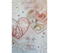 Fille et fils en Droit, carte de vœux Anniversaire de mariage avec cœur Designs