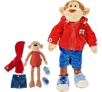 Fille Et Garçon,Peluche D'Activités Singe,Rouge/Bleu Foncé,40989