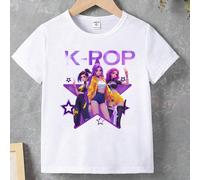 Fille et jeune fille Décontracté à la mode Créatif Rafraîchissant Mignon Minimaliste Cool Personnage de groupe virtuel de fille Vivace Imprimé graphique de logo de pentagramme à carreaux violets Relax