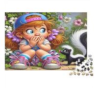 Fille et moufette Puzzle 1000 Pièces Papier recyclé pour Adultes Puzzle pour Adultes Impossible Difficile Stimulant Excellente idée Cadeau pour Enfants à partir de 12 Ans 70x50cm/1000pcs