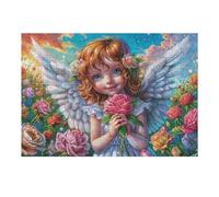 Fille Fée dans Le Jardin de Roses 300 Pièces Puzzle Collectionneur en Carton Haute Densité Épais Haute Difficulté Décoration Murale Oeuvre d'art Cadeau Noël Premium 300 PCS