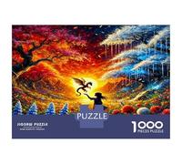 Fille forêt Dragon 1000 Pièces Puzzle Classique Lien enchanté Pack Puzzle Carton Extra-épais - Collectionneurs’ Favorite, Détente Mentale, Pause Bureau Voyage Et Fêtes 52x38cm/1000pcs