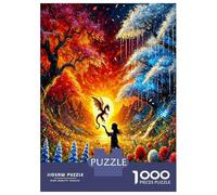 Fille forêt Dragon 1000 Pièces Puzzle Premium Lien enchanté Puzzle Adultes Carton Solide - Ultra Dur Couples, Top Noté, Activité Parfaite À La Maison 52x38cm/1000pcs