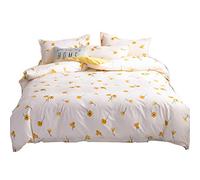 Fille Garçon Bébé Bambin 140x200cm Fleur Blanche Housse de Couette, 1 Personne Marocain Bohême Géométrique Bande Housses de Couette (Jaune fleur, 140x200cm/2 pcs)