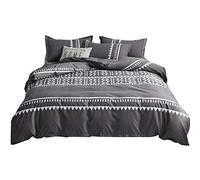 Fille Garçon Bébé Bambin 140x200cm Fleur Blanche Housse de Couette, 1 Personne Marocain Bohême Géométrique Bande Housses de Couette (Gris Bohême, 140x200cm/2 pcs)