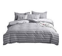 Fille Garçon Bébé Bambin 140x200cm Fleur Blanche Housse de Couette, 1 Personne Marocain Bohême Géométrique Bande Housses de Couette (Blanc Bande, 140x200cm/2 pcs)