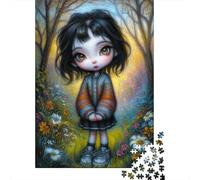Fille Gothique Puzzle 1000 Pièces pour Adultes Peinture à l'huile pour L'accrocher Une Fois L'assemblage Terminé Puzzle Pixel Art De l'art De La Décoration Moderne Multi-Colour 1000pcs (75x50cm)