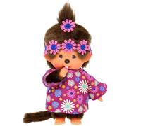Fille Hippie en Robe | 20 cm | Kiki Monchhichi | Poupée avec Queue de Cochon