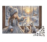 Fille hiverPuzzle 1000 Pièces en Papier Recy ottage en Bord du lac pour Amateurs De Puzzles Entraînement Cognitif Amusement par Temps De Pluie 52x38cm/1000pcs