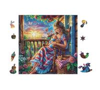 Fille in Red Dress by The Window 100 Pieces Casse-tête Créatif en Carton Épais Difficulté Moyenne Activité Manuelle Loisir Créatif Cadeau Créatif Événement Festif Premium 28x28cm