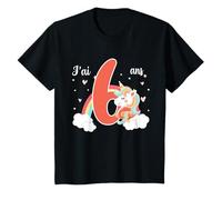 Fille j'ai 6 ans 6ème anniversaire Licorne enfant cadeau T-Shirt