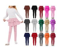 Fille Leggings avec Jupe,Leggings pour Filles,Leggings en Coton Extensible avec Jupe à Volants,Jupe Pantalon Décontractée pour Les Enfants âgés de 1 à 12 Ans Taille Haute Stretch Pantalon de Sport