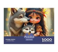 Fille Loup 1000 Pièces Puzzle pour Adultes Jeu Stimulant Divertissement Apaisant Cultiver l'esprit D'équipe pour Toute La Famille, Cadeaux pour Femmes, Cadeaux pour Hommes 70x50cm/1000pcs