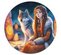 Fille Loup 1000 Pièces Puzzle pour Adultes Jeux De Défi Familial Puzzle Anti-Stress Cultiver l'esprit D'équipe pour Hommes, Femmes, Seniors 1000pcs (67.5x67.5cm)