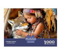 Fille Loup Tribale 1000 Pièces Puzzle pour Adultes Jeu Stimulant Divertissement Apaisant Cultiver l'esprit D'équipe pour Toute La Famille, Cadeaux pour Femmes, Cadeaux pour Hommes 70x50cm/1000pcs