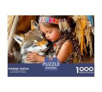 Fille Loup Tribale 1000 Pièces Puzzle pour Adultes Jeux Éducatifs Puzzle Anti-Stress Cultiver l'esprit D'équipe pour Hommes, Femmes, Seniors 38x26cm/1000pcs
