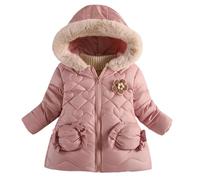 Fille Manteau Enfant Hiver Chaud Doudoune Épaisse Parka à Capuche en Fourrure Mi-Longue Veste Chaude d'hiver pour Filles Manteaux et Blousons en Fausse Fourrure Vêtement de Plein Air 1-5 Ans