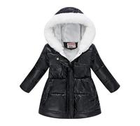 Fille Manteau Enfant Hiver Chaud Doudoune Épaisse Parka à Capuche en Fourrure Mi-Longue Veste Chaude d'hiver pour Ado Filles Coupe-vent Manteaux et Blousons Vêtement de Plein Air pour 4-14 Ans