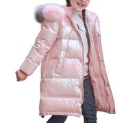 Fille Manteau Longue Doudoune Chaud 2026 Veste d'hiver pour Fille Enfant Hiver Epais Blouson à Capuche Fourrure Matelassé Parka Lumineux Veste Matelassée en Coton Parka Vêtements de Ski