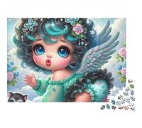 Fille Mignonne 1000 Pièces Cheveux Teal Ange Puzzle Adulte Papier Recyclé Anti-Stress pour S'amuser pour Débutants Facile À Assembler Édition Limitée 38x26cm/1000pcs