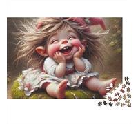 Fille Mignonne 1000 Pièces Fille GNOME Heureuse Puzzle pour Adultes Carton sans Odeur Anti-Stress pour S'amuser pour Adolescents 14+ Édition Limitée 52x38cm/1000pcs