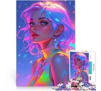 Fille Néon Pays des Merveilles Puzzle 1000 pièces pour Adultes Jeux éducatifs Jouets DIY Cadeau pour Les Anniversaires 38x26cm