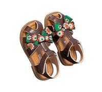 Fille Noir Élégant Sandales Summer Shattered Bow Fashion Package Head Daily avec l'ensemble de chaussures habillées Fille Noir Confortable Sandales (Brown, 25 Toddler)