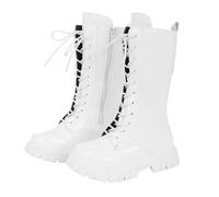 Fille Or Tennis Bottes -mollet simples, printemps, automne, hiver, bottes britanniques, bottes en cuir à fermeture éclair latérale, bottes pour petites filles Fille (White, 30.5 Little Child)