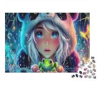 Fille Panda Puzzles 1000 Pièces pour Adultes Et Enfants Fille Mignonne dans Un Sweat à Panda avec Un Crapaud Jeu De Création Et Logique Enfants Décoration Murale Cadeau Voyage