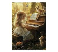 Fille Piano Animaux Puzzle, 1000 Pièces Jeu D'intérieur Adulte | 70x50cm Carton, Exercice Mental, Ajustement Précis, Amateurs D'art, Réduction Du Stress