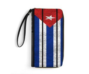 Fille Pochette Drapeau Vintage De Cuba Et des États-Unis Femme Pouch Bourse Vintage Porte-Feuille en Cuire Imprimé Bourse Pochette pour Fille, Femme, Mère