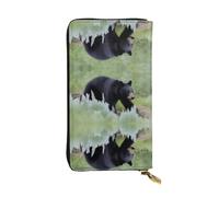 Fille Pochette Impression d'un Ours Noir en Marche Cuir Portefeuille avec Compartiment À Monnaie Porte-Feuille en Cuire Souple Bourse Pochette pour Ami, Prof, Homme
