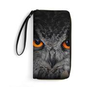 Fille Pochette Le Hibou Aux Yeux Maléfiques Bubo Bubo Cuir Portefeuille Souple Bourse Pochette Mignonne Femme Pouch Bourse pour Meilleur Cadeau, Fille, Homme