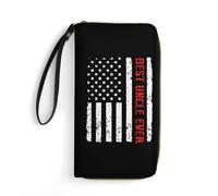 Fille Pochette Le Meilleur Oncle De Tous Les Temps Red Line Drapeau Américain Porte-Feuille en Cuire Élégant Bourse Pochette Vintage Coin Purse Wallet pour Meilleur Cadeau, Femme, Ami