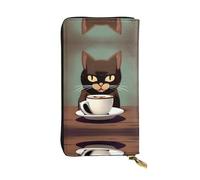 Fille Pochette Les Chats Qui Boivent du Café Coin Purse Wallet Vintage Porte Monnaie Femme avec Compartiment À Monnaie Cuir Portefeuille pour Femme, Homme, Prof