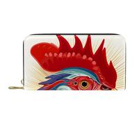 Fille Pochette Peinture d'animaux De Ferme avec Coq Porte-Feuille en Cuire Vintage Coin Purse Wallet Souple Porte Monnaie Femme pour Fille, Mère, Femme