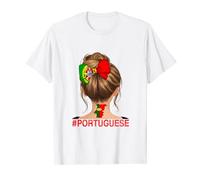 Fille portugaise - Drapeau du Portugal Chignon désordonné T-Shirt