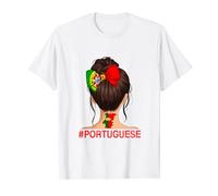Fille portugaise - Drapeau du Portugal Chignon désordonné T-Shirt