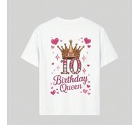 Fille préadolescente - T-shirt graphique "Reine du 10ème anniversaire", convient pour les événements et le port quotidien - Cadeau idéal pour les célébrations d'anniversaire 6Y,7Y,8Y,9Y,10Y,14Y,11Y,12