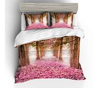 Fille Princesse Rose Robe Blanc Ballet Robe Effet 3D Housse de Couette 1 Personne, Charmant Animal Licorne Bleu Violet Jaune Literie (Rose Fleur, 140x200cm)