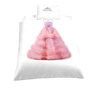 Fille Princesse Rose Robe Blanc Ballet Robe Effet 3D Housse de Couette 1 Personne, Charmant Animal Licorne Bleu Violet Jaune Literie (Rose Robe, 180x210cm)