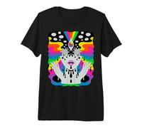Fille psychédélique colorée Trippy Abstract Troisième Œil Vision T-Shirt Haut de Gamme