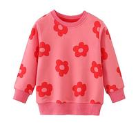 Fille Pull Sweatshirt Vêtements pour Filles Enfants Sportswear Fleurs en Coton Jumper Pullover T Shirt Manches Longues Col Rond Orange Atomne Hiver Taille 6-7 Ans 7T Action de grâces Noël Cadeaux