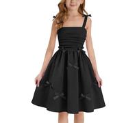 Fille Robe Bustier D'Été Vêtements Solid Chic Robe Élégant A-Ligne Robes sans Manches Vêtement Décontracté Funky Habillement Mi-Longue Hauts #313B